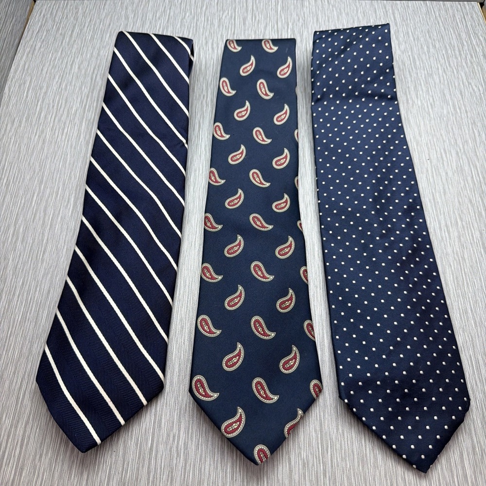 Brooks Brothers 346 Mens Silk Neckties Lot 3 Repp Stripe Paisley Pindot Preppy